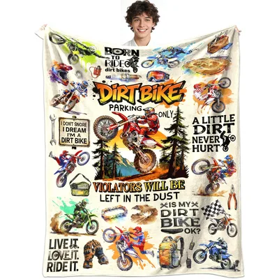 Dirt Bike Motocross Riders Blanket for Off-Road Enthusiasts