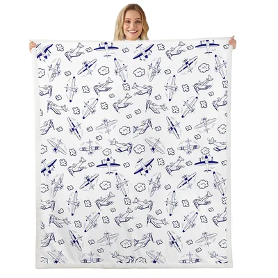 Airplane Sketch Pattern Blanket No. 2 for Aviation Lovers