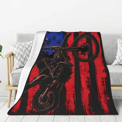 Motocross Rider American Flag Blanket No. 2
