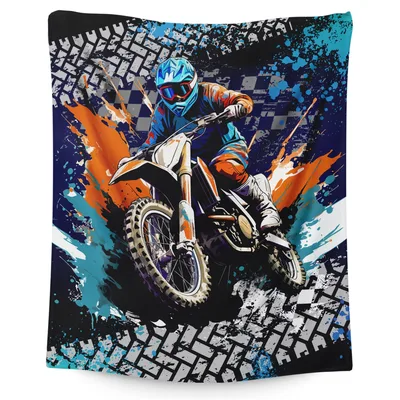 Dirt Bike Rider Action Blanket for Kids Who Love Off-Road Racing