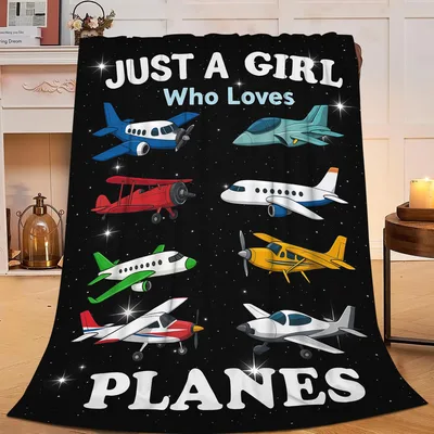 Just a Girl Who Loves Planes Blanket: Sky High Aviation Art