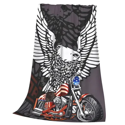 Eagle Wings Motorcycle American Blanket: Eagle and Flag Bike Design