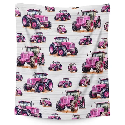 Pink Tractors Pattern Blanket: A Vibrant Agricultural Print