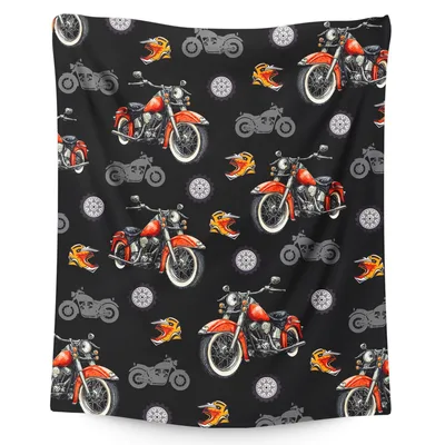 Dirt Bike Motorcycle Pattern Blanket: Classic Red Bike Design