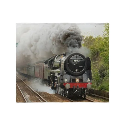 Steam Locomotive Photo Blanket: Engine 70013 in Motion