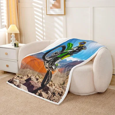 Dirt Bike Motocross Rider Blanket No. 2 for Extreme Sport Lovers