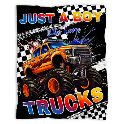 Just a Boy Blanket: Monster Truck Design for Kids and Lovers