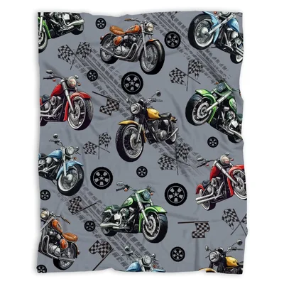 Motorcycles Dirt Bikes Pattern Blanket: Classic Chopper Art for Riders