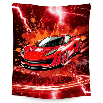 Red Sports Car Lightning Blanket