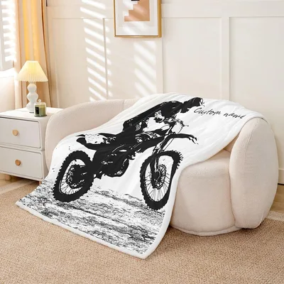 Motocross Rider Silhouette Blanket for Dirt Bike Lovers
