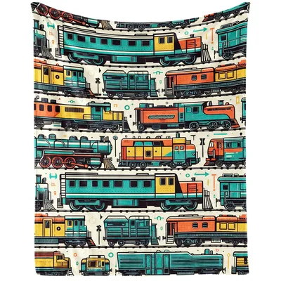Colorful Train Pattern Blanket for Locomotive Lovers