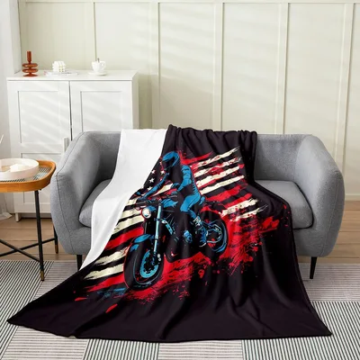 American Flag Dirt Bike Blanket for Racing Fans