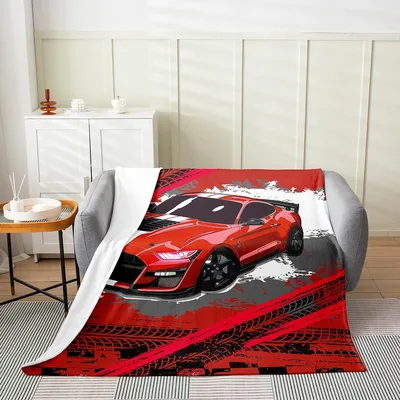 Red Sports Car Blanket: High-Speed Illustration for Drivers