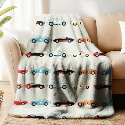 Vintage Cars Pattern Blanket: Retro Racing Throw for Enthusiasts