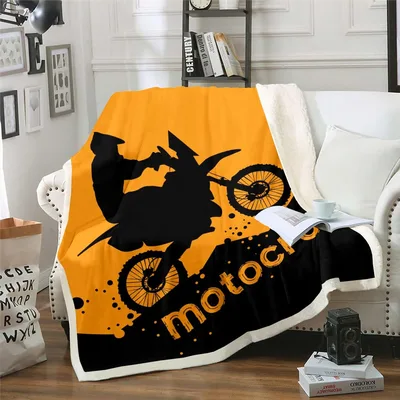 Motocross Dirt Bike Silhouette Blanket for Off-Road Enthusiasts