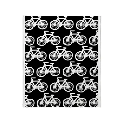 White Bicycles Pattern Blanket: Classic Bike Silhouette Design