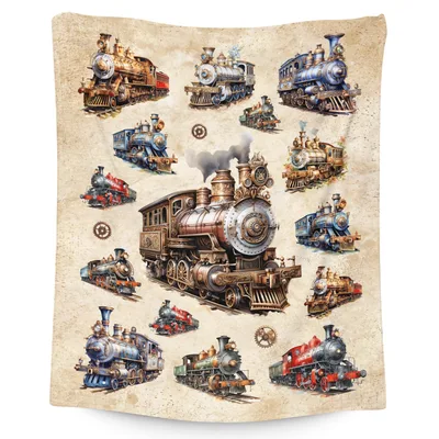 Vintage Steam Trains Pattern Blanket