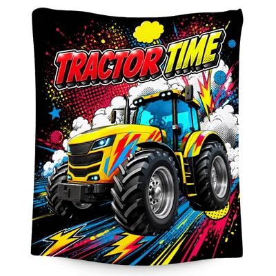 Tractor Time Pop Art Blanket for Young Farm Lovers