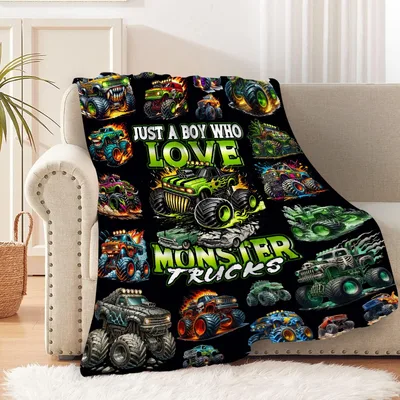 Just a Boy Who Loves Monster Blanket for Truck Fans