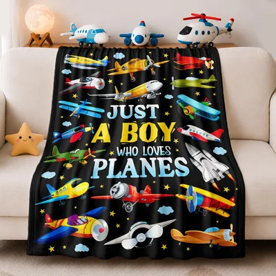 Just a Boy Blanket: Airplane Lovers Throw