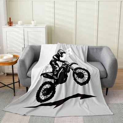 Dirt Bike Rider Silhouette Blanket No. 2 for Off-Road Enthusiasts