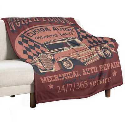 Vintage Auto Repair Car Blanket featuring a retro truck