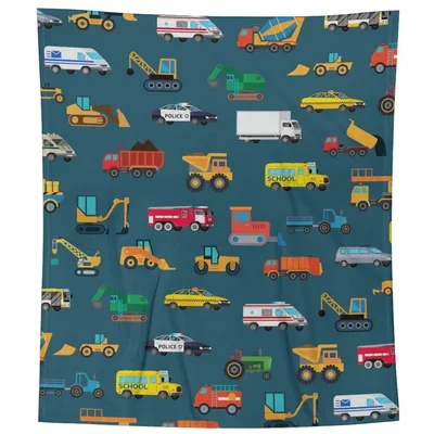 Trucks and Cars Pattern Blanket featuring police cars