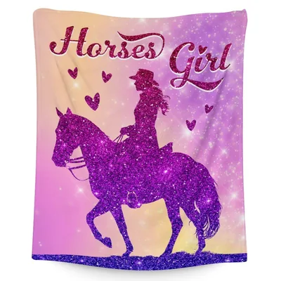 Horse Lover Blanket: A Sparkly Cowgirl Riding Free