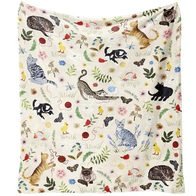 Cat Lady Blanket: A Floral Cat Lover Throw