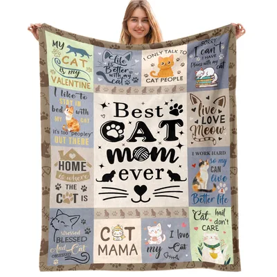 Cat Lover Mom Blanket: Best Cat Mom Ever Design