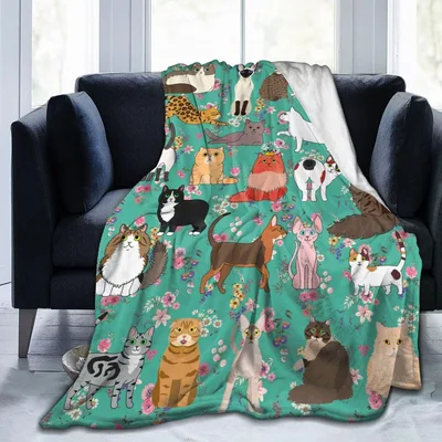 Cats and Flowers Blanket for Cat Lovers and Their Homes