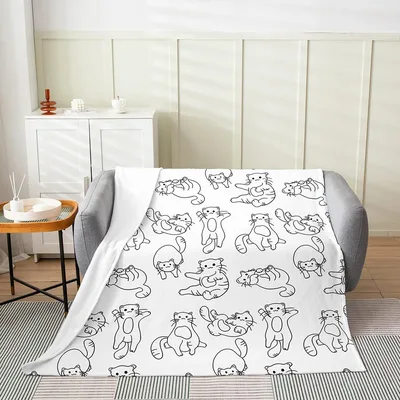 Cartoon Cats Blanket: A Pattern Full of Playful Cat Line Art