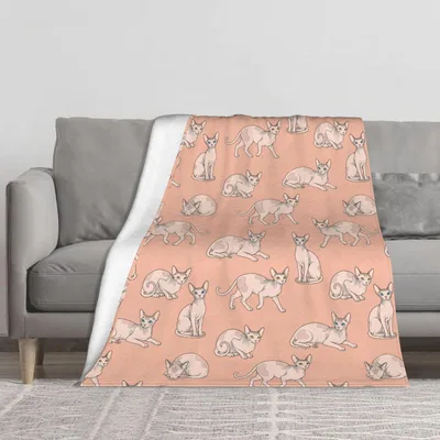 Sphynx Cat Blanket: Hairless Cats in Peach Tones