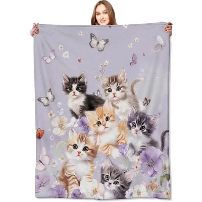 Butterfly Kittens Blanket for Cat Lovers and Gift Givers