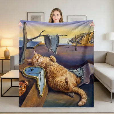 Sleepy Cat Blanket: Melting Clocks and a Ginger Nap