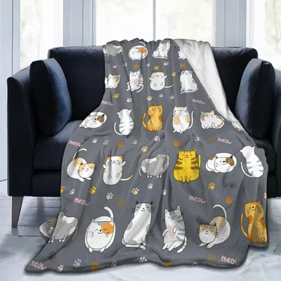 Cartoon Cats Pattern Blanket: Adorable Feline Design for Cozy Days