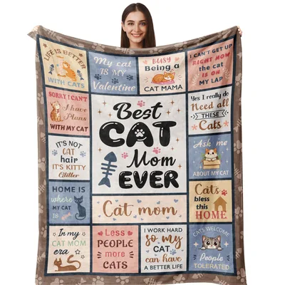 Cat Mom Quilt Blanket for Cat Lovers Who Adore Their Cats