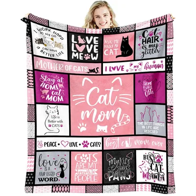 Cat Mom Patchwork Blanket for Cat Lovers
