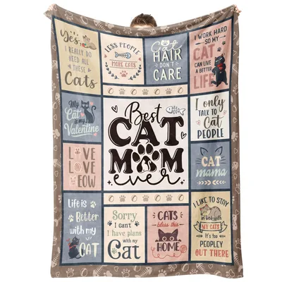 Cat Mama Blanket: Best Cat Mom Ever Quilt Throw