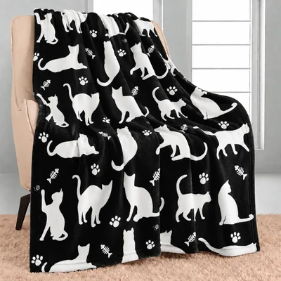 Black and White Cat Blanket for Cat Lovers and Their Homes