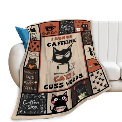 Coffee Loving Cat Blanket: Caffeine, Cats and Cuss Words