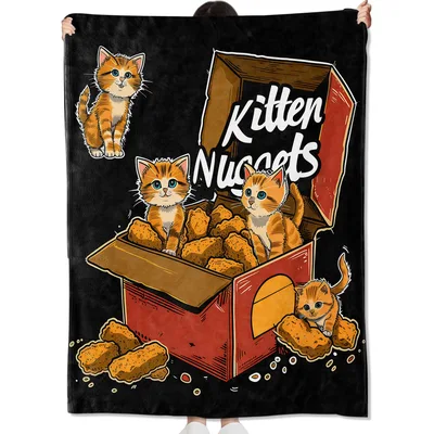 Kitten Nuggets Blanket: Cats Hiding in a Nugget Box