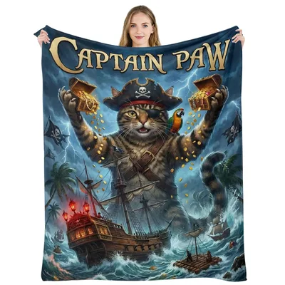 Pirate Cat Blanket: Captain Paw Treasure Throw