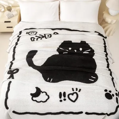 Cute Cat Doodle Blanket for Cat Lovers and Fans of Simple Art