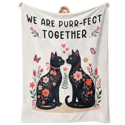 Cat Couple Blanket: Two Black Cats in Love