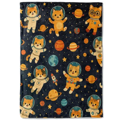 Space Cats Blanket: Kittens in Starry Spacesuits
