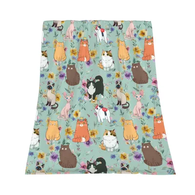 Cute Cats in Watercolor Blanket for Cat Lovers