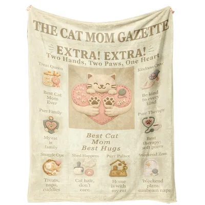 The Cat Mom Gazette Blanket for Cat Lovers