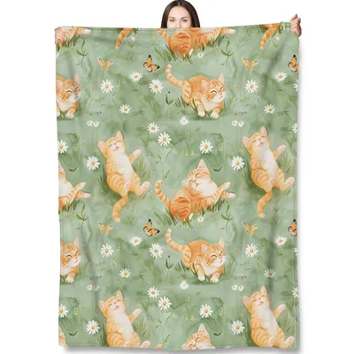 Orange Tabby Cat Blanket for Cat Lovers and Gifts