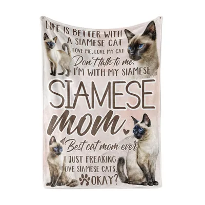 Siamese Cat Mom Blanket: Cozy Gift for Cat Lovers